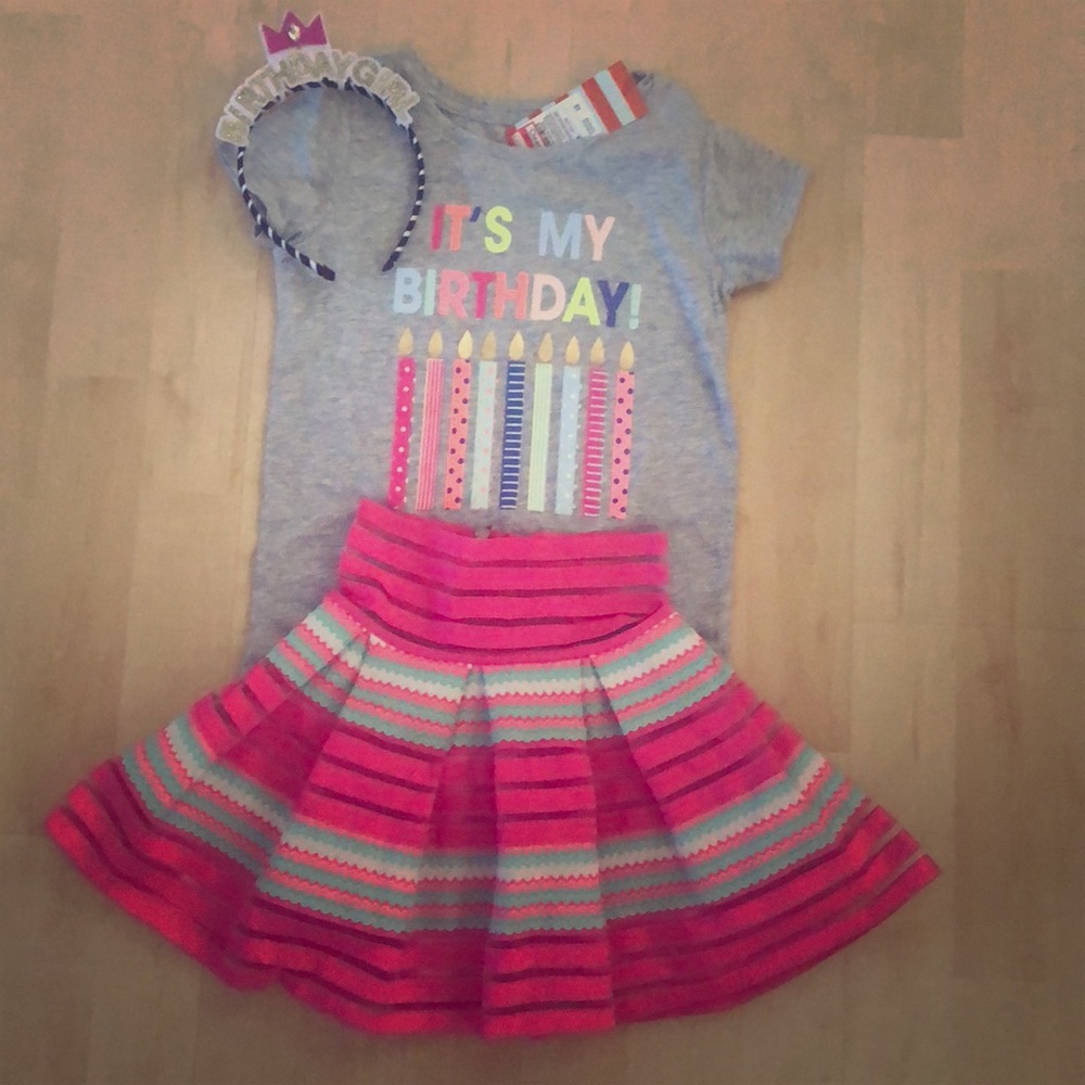Toddler girl Birthday girl shirt skirt lot 5/5t